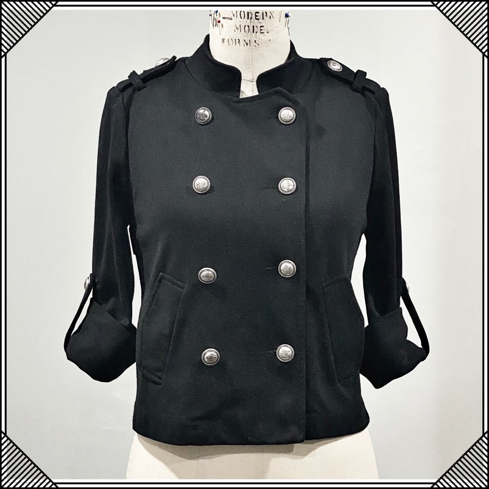 AQUA Cropped Military Double Breasted Top - S